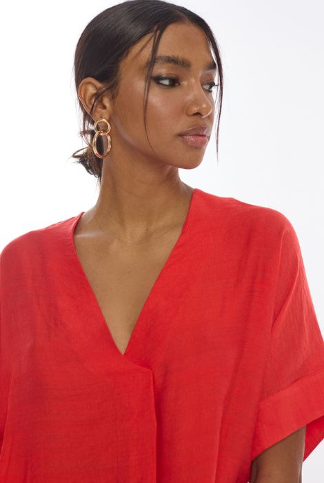 BLUSA ESCOTE PICO ROJA LOLA CASADEMUNT - Imagen 2