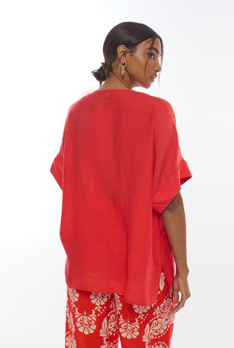 BLUSA ESCOTE PICO ROJA LOLA CASADEMUNT - Imagen 3