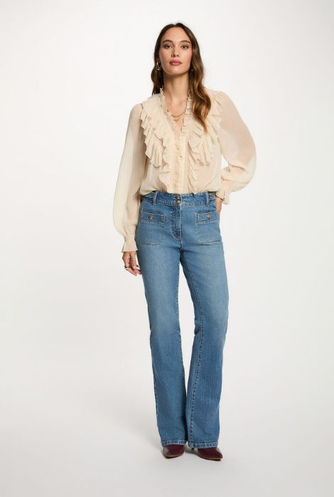 CAMISA FLUÍDA CREMA CON DETALLE VOLANTES MORGAN DE TOI - Imagen 2