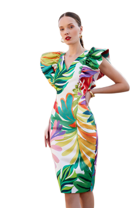 VESTIDO RECTO VOLANTES CARLA RUIZ