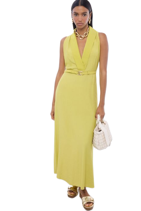 VESTIDO MIDI ESCOTE PICO CON CINTURÓN LOLA CASADEMUNT