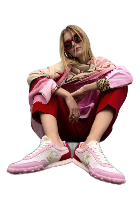 ZAPATILLA DEPORTIVA DE REJILLA ROSA Y CRUDO LOLA CASADEMUNT