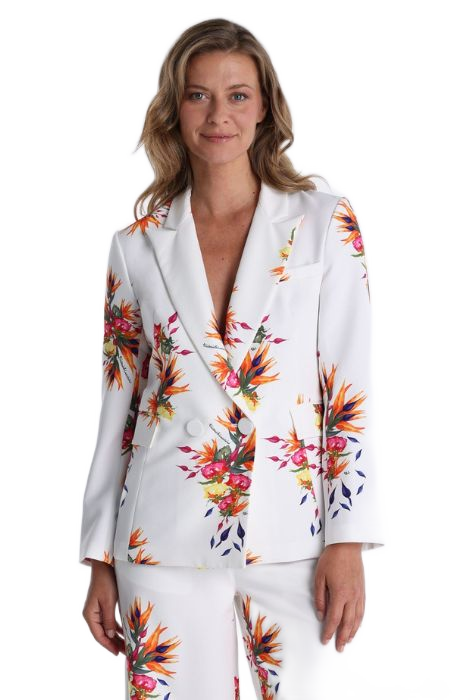 BLAZER CRUZADA BLANCA ESTAMPADA VICTORIO & LUCCHINO