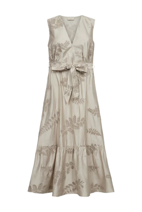 VESTIDO GRIS BORDADO PLATA FREEQUENT