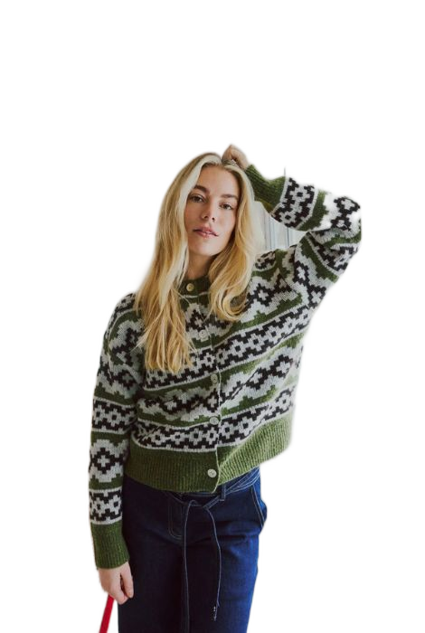 CHAQUETA GRECAS VERDE Y CRUDA FREEQUENT