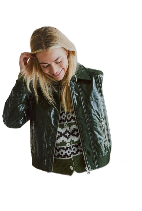 CHAQUETA GRECAS VERDE Y CRUDA FREEQUENT