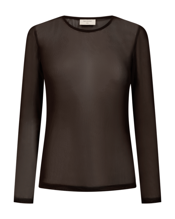 CAMISETA MALLA TRANSPARENTE MARRÓN FREEQUENT