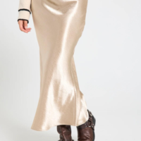 FALDA MIDI SATINADA BEIGE FREEQUENT
