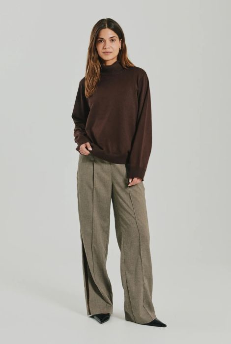 PANTALÓN SOFY ESPIGUILLA MARRÓN FREEQUENT - Imagen 3