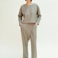 PANTALÓN WRAP GRIS RAYAS PAN PRODUCTO BÁSICO