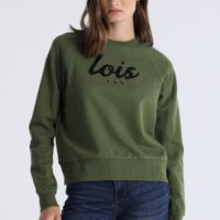 SUDADERA VERDE CUELLO CAJA BORDADA LOIS JEANS