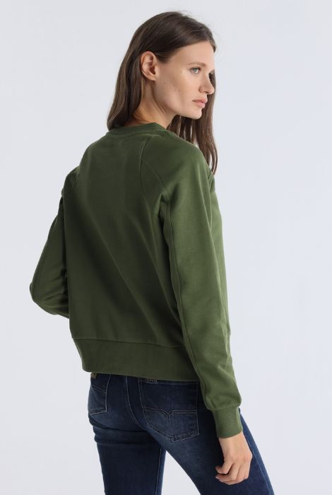 SUDADERA VERDE CUELLO CAJA BORDADA LOIS JEANS - Imagen 3