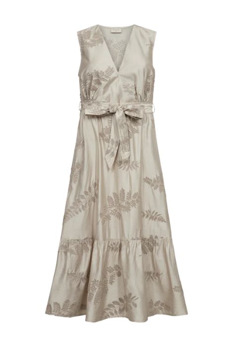 VESTIDO GRIS BORDADO PLATA FREEQUENT