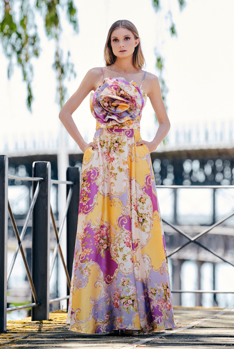 VESTIDO LARGO ESTAMPADO FLOR NURIBEL