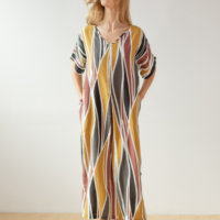 VESTIDO LARGO ESTAMPADO GEOMÉTRICO PAN PRODUCTO BÁSICO