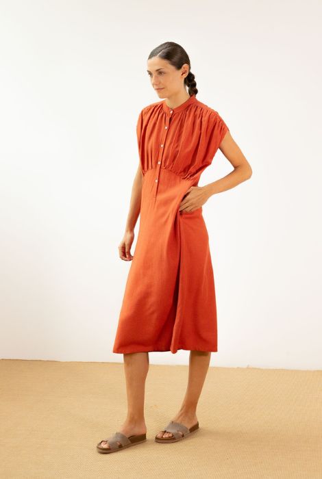 VESTIDO MIDI COLOR CALDERO PAN PRODUCTO BÁSICO - Imagen 4