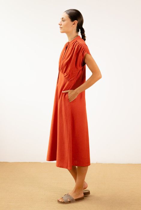 VESTIDO MIDI COLOR CALDERO PAN PRODUCTO BÁSICO - Imagen 3