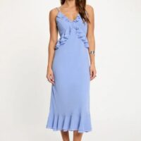 VESTIDO MIDI AZUL TIRANTES MORGAN DE TOI