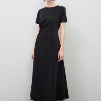 VESTIDO NEGRO MIDI DRAPEADO LOLA CASADEMUNT