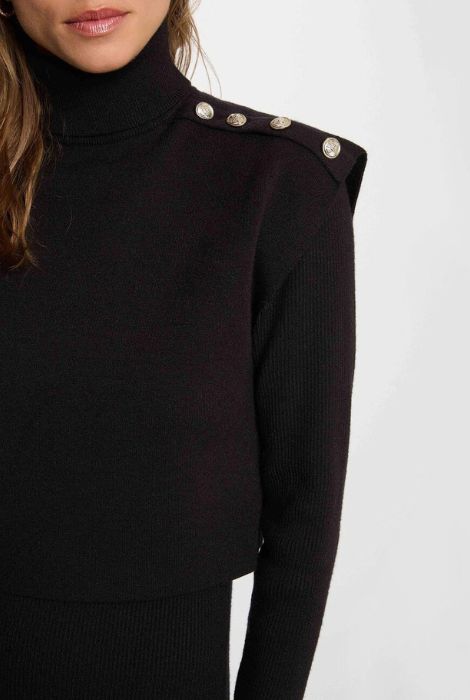 VESTIDO PUNTO NEGRO DETALLE BOTONES MORGAN DE TOI - Imagen 3