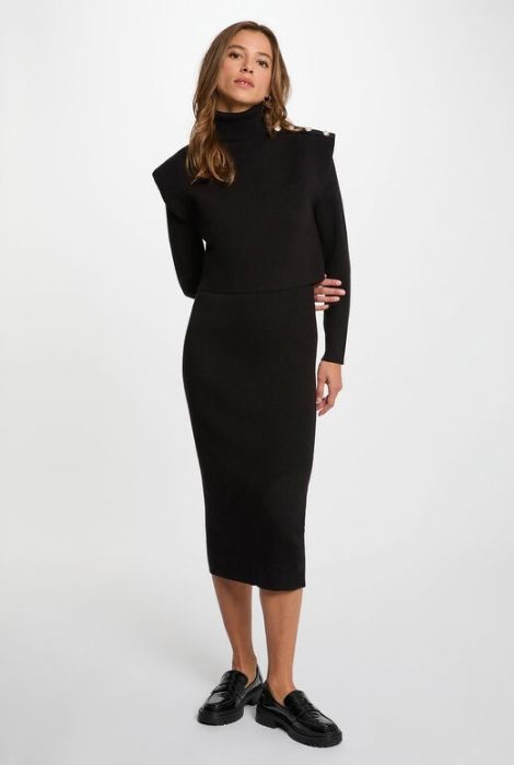 VESTIDO PUNTO NEGRO DETALLE BOTONES MORGAN DE TOI